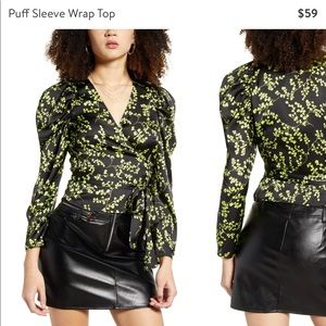 Leith puff sleeve wrap top
